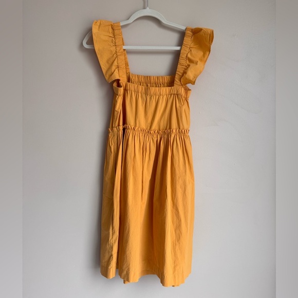 MADEWELL Flutter-Sleeve Square-Neck Mini Dress yellow Orange flutter Flouse - Picture 3 of 10